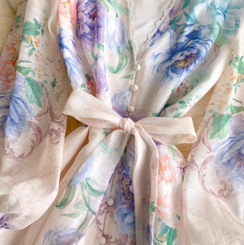 Sweetie V-neck Floral Print Dress