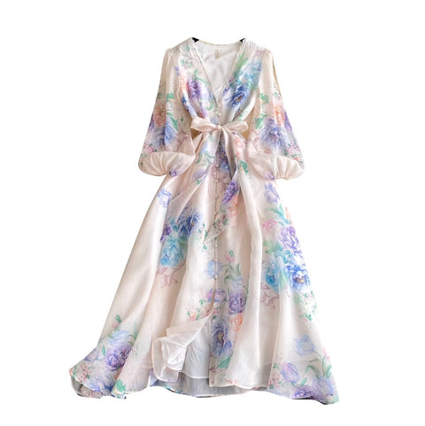 Sweetie V-neck Floral Print Dress