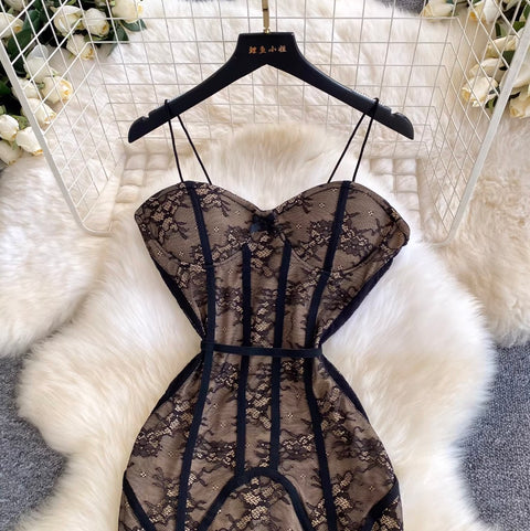 Black Lace Bodycon Slip Dress