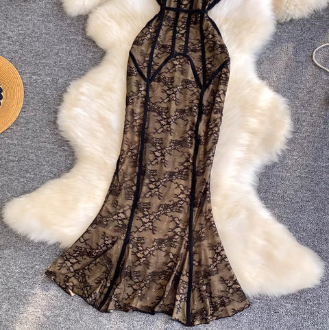Black Lace Bodycon Slip Dress