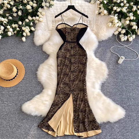 Black Lace Bodycon Slip Dress