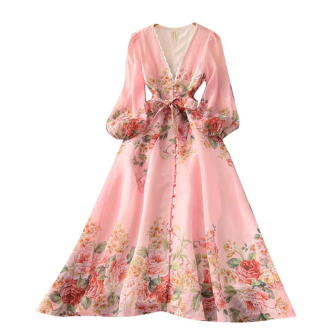 Korean Style V-neck Floral Dress