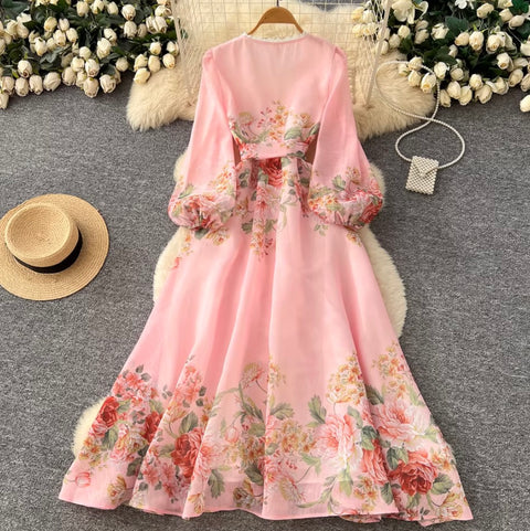 Korean Style V-neck Floral Dress