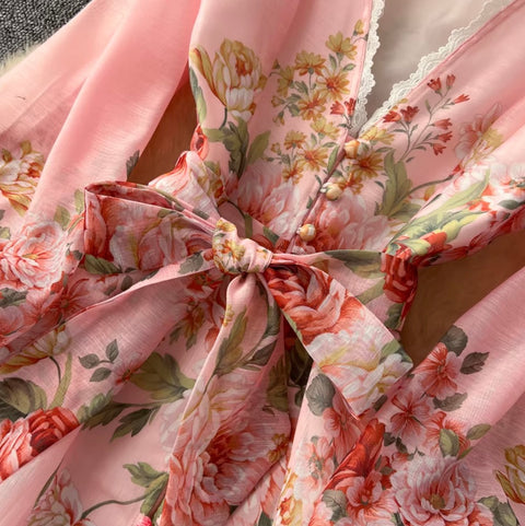 Korean Style V-neck Floral Dress