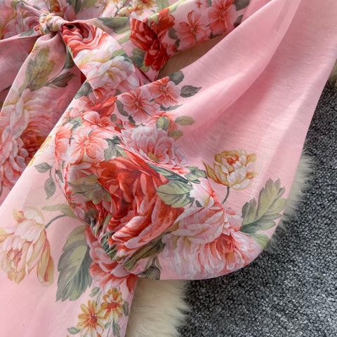 Korean Style V-neck Floral Dress