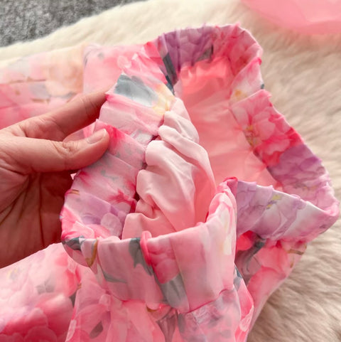 Fairy V-neck Shirt & Skirt Floral 2Pcs