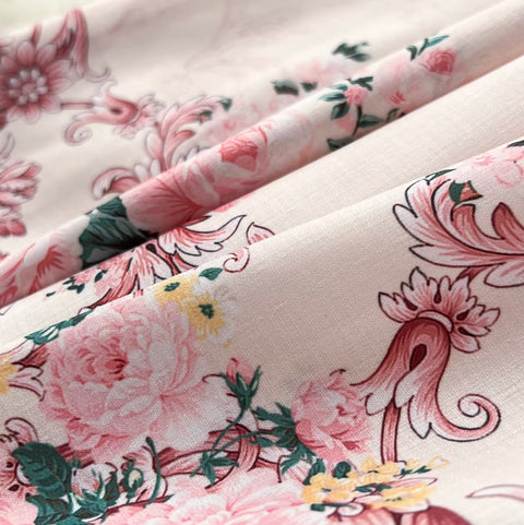 Elegant Flower Print Lace-up Dress