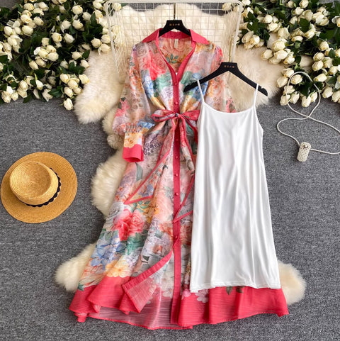Courtly Floral Print A-line Dress