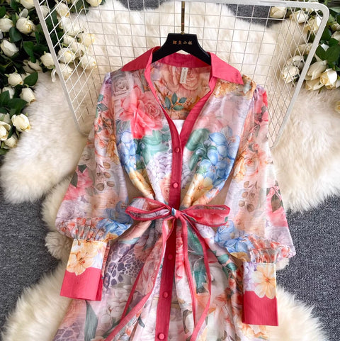 Courtly Floral Print A-line Dress