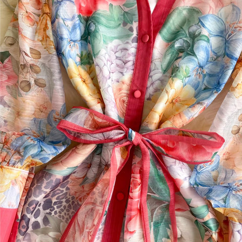 Courtly Floral Print A-line Dress