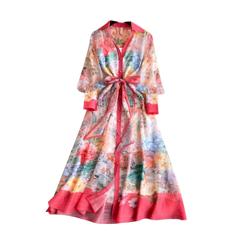 Courtly Floral Print A-line Dress
