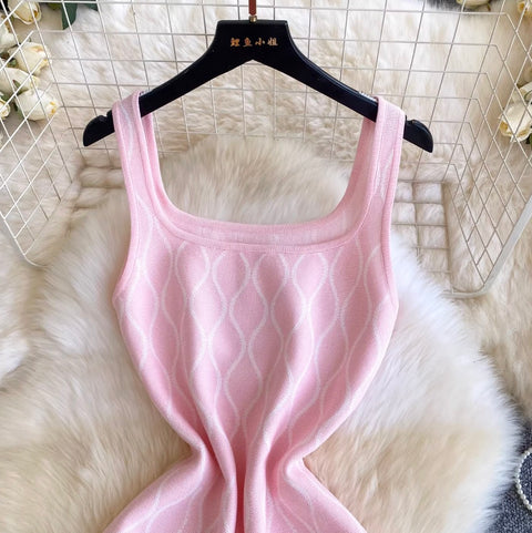 French Style Knitted Slip Dress