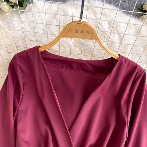 Elegant Deep V-neck Satin Dress