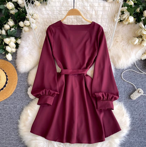 Elegant Deep V-neck Satin Dress