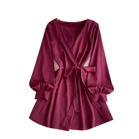 Elegant Deep V-neck Satin Dress
