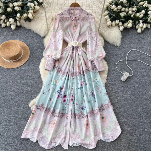 Elegant Print Dress with Belt
