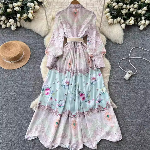 Elegant Print Dress with Belt