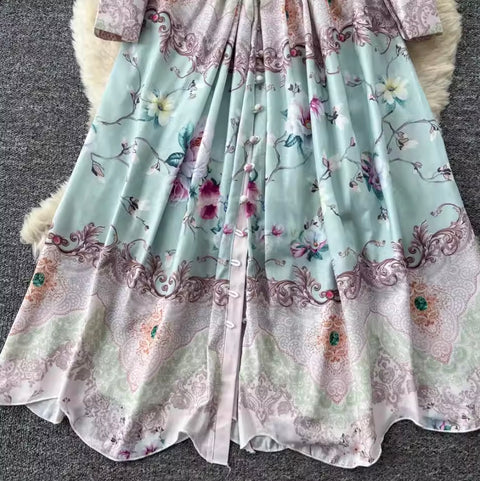 Elegant Print Dress with Belt