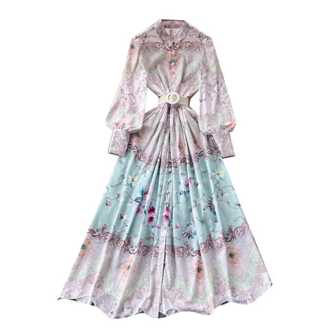 Elegant Print Dress with Belt