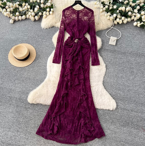 Elegant Hollowed Lace Slim Dress