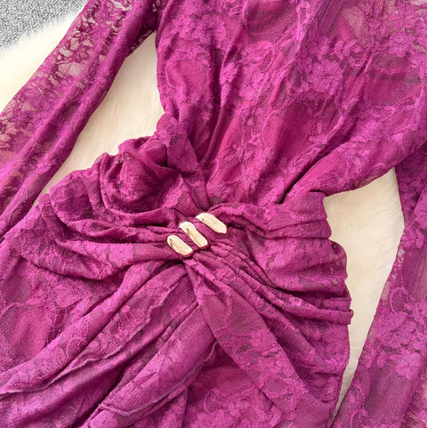 Elegant Hollowed Lace Slim Dress
