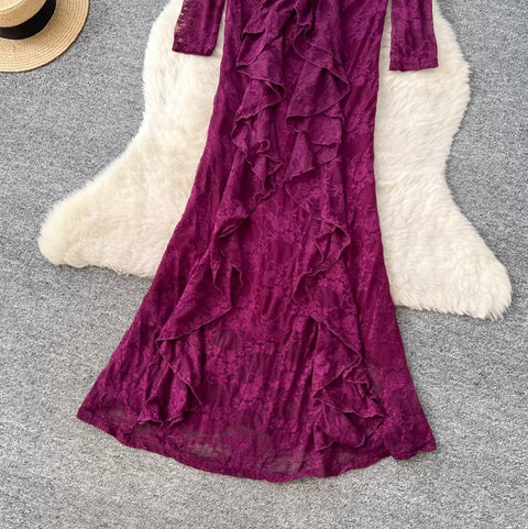 Elegant Hollowed Lace Slim Dress