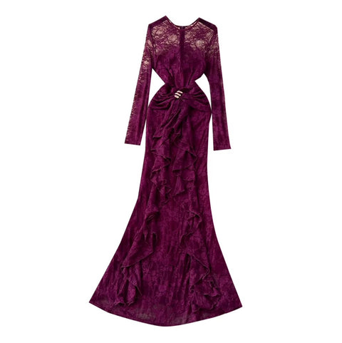 Elegant Hollowed Lace Slim Dress