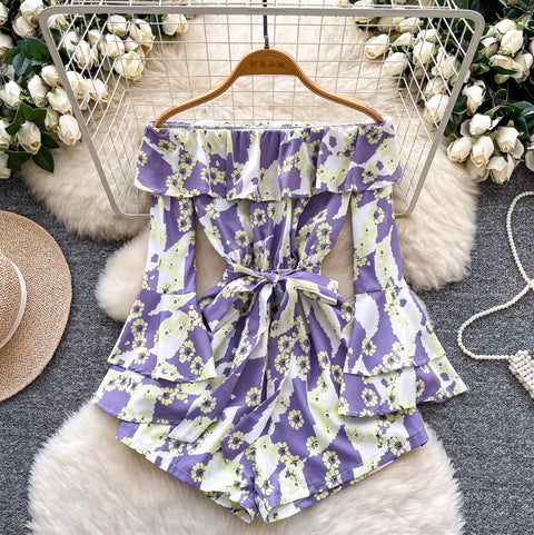Off-shoulder Floral Print Dress