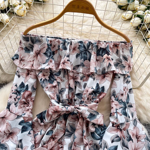 Off-shoulder Floral Print Dress
