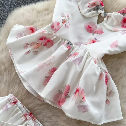 Sweetie Floral Halter Top & Skirt 2Pcs