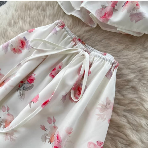 Sweetie Floral Halter Top & Skirt 2Pcs