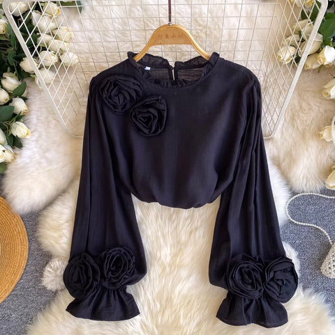 3D Ruffled Collar Loose-fit Shirt