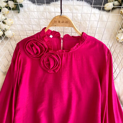 3D Ruffled Collar Loose-fit Shirt