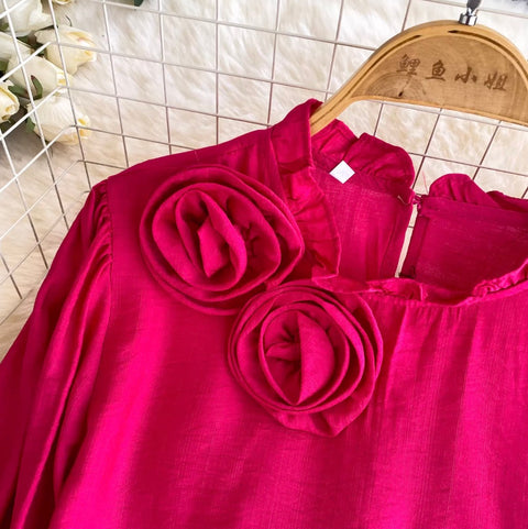 3D Ruffled Collar Loose-fit Shirt