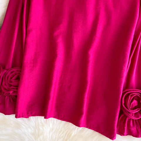 3D Ruffled Collar Loose-fit Shirt