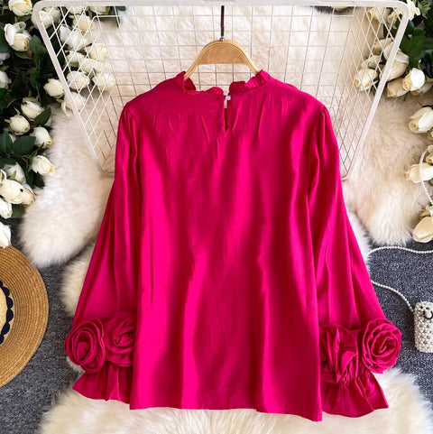 3D Ruffled Collar Loose-fit Shirt