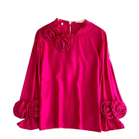 3D Ruffled Collar Loose-fit Shirt