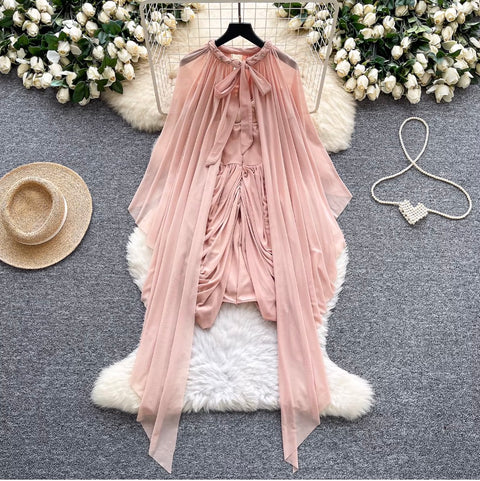 Niche Design Ruffled Pink Dress