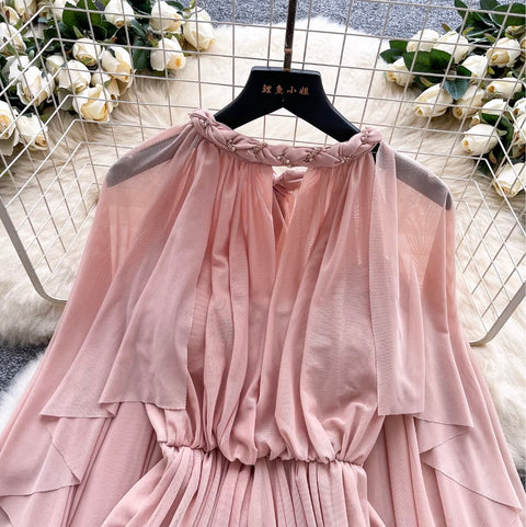 Niche Design Ruffled Pink Dress