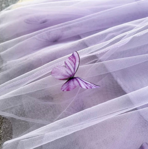 Butterfly Embroidered Purple Slip Dress