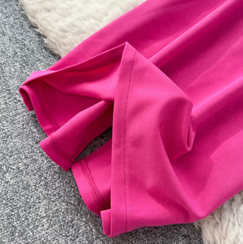 Slant Neckline 3D Ruffled Dress