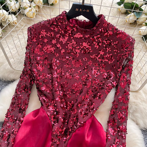 Sequined Patchwork Layered Cake Dress