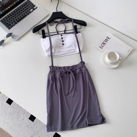 Simple Design Tank Top & Skirt
