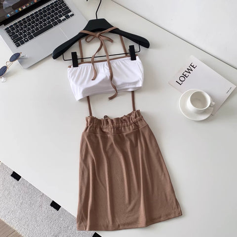 Simple Design Tank Top & Skirt