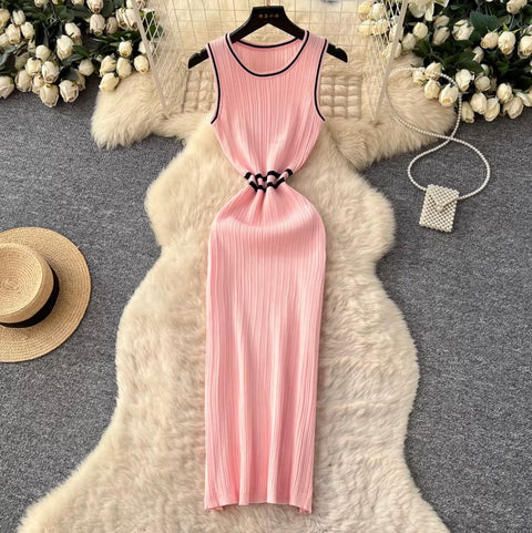 Simple Design Sleeveless Knit Dress