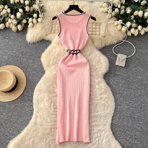 Simple Design Sleeveless Knit Dress
