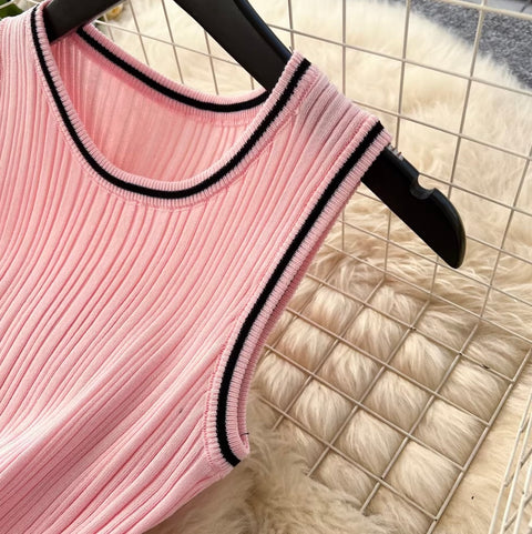 Simple Design Sleeveless Knit Dress