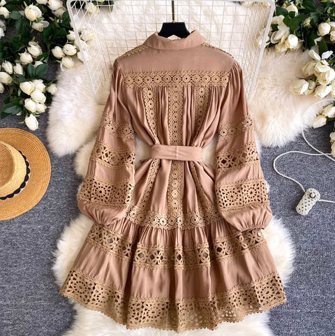 French Style Embroidered Lace Dress
