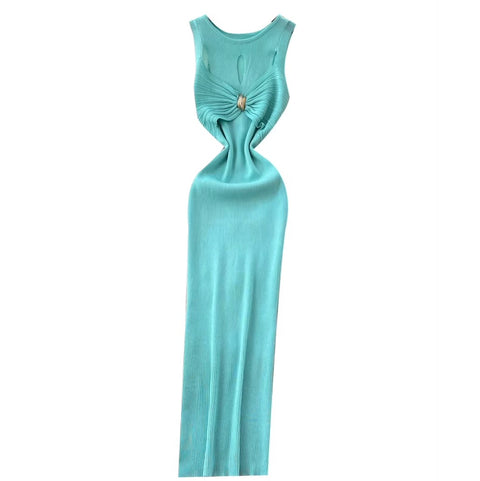 Round Collar Slim-fit Knit Dress