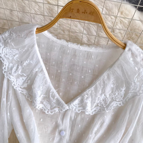 Korean Style Ruffled Lace Shirt